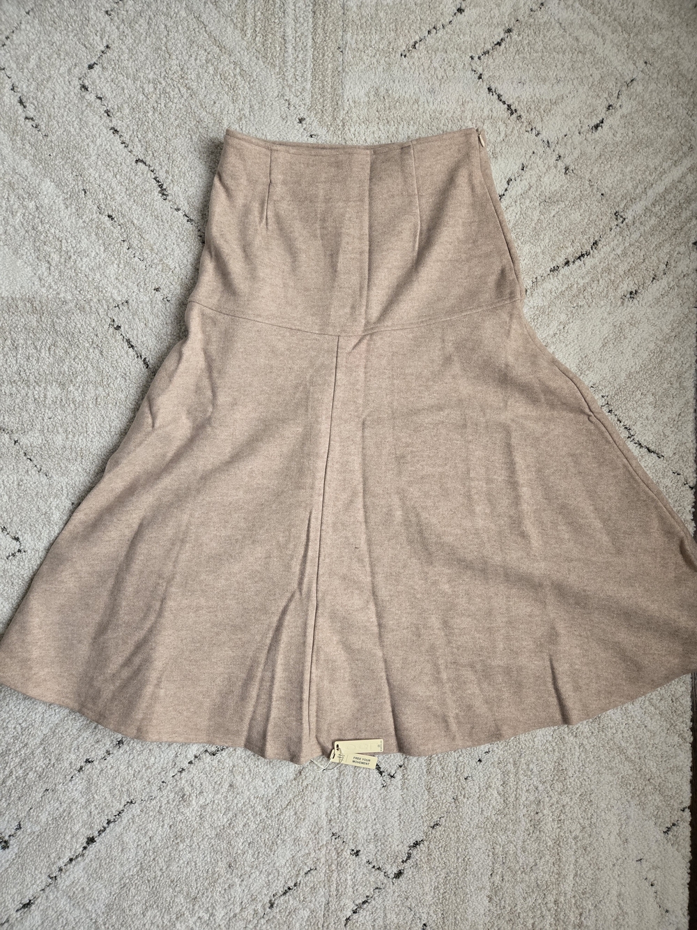 NWT OGL Women's High-Waist A-Line Knit Skirt, Light Taupe, Medium